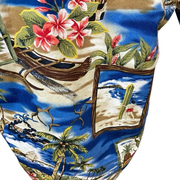 Vtg Mens Howie Hawaii Hawaiian Shirt Surfer Beach Island Floral L Large Cotton - Picture 9 of 9